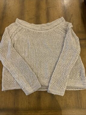 Free People Cream Off-the-Shoulder Knit Sweater